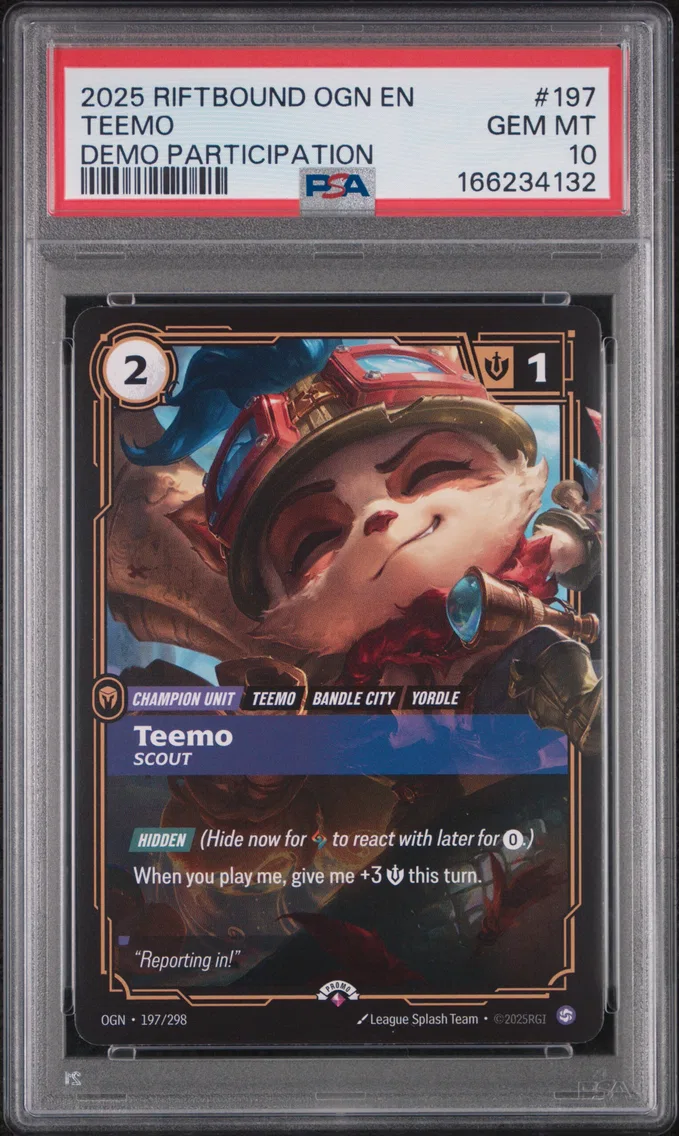 2025 #197 Teemo - Scout PSA 10 Riftbound: League of Legends Ogn-Origins