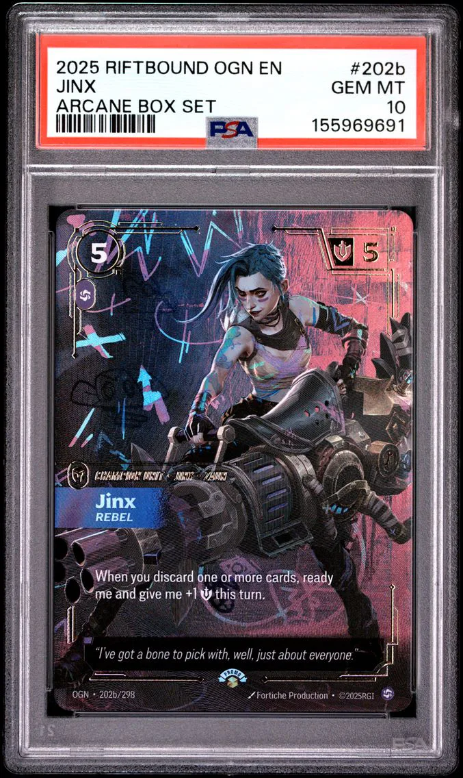 2025 #202b Jinx - Rebel PSA 10 Riftbound: League of Legends Ogn-Origins