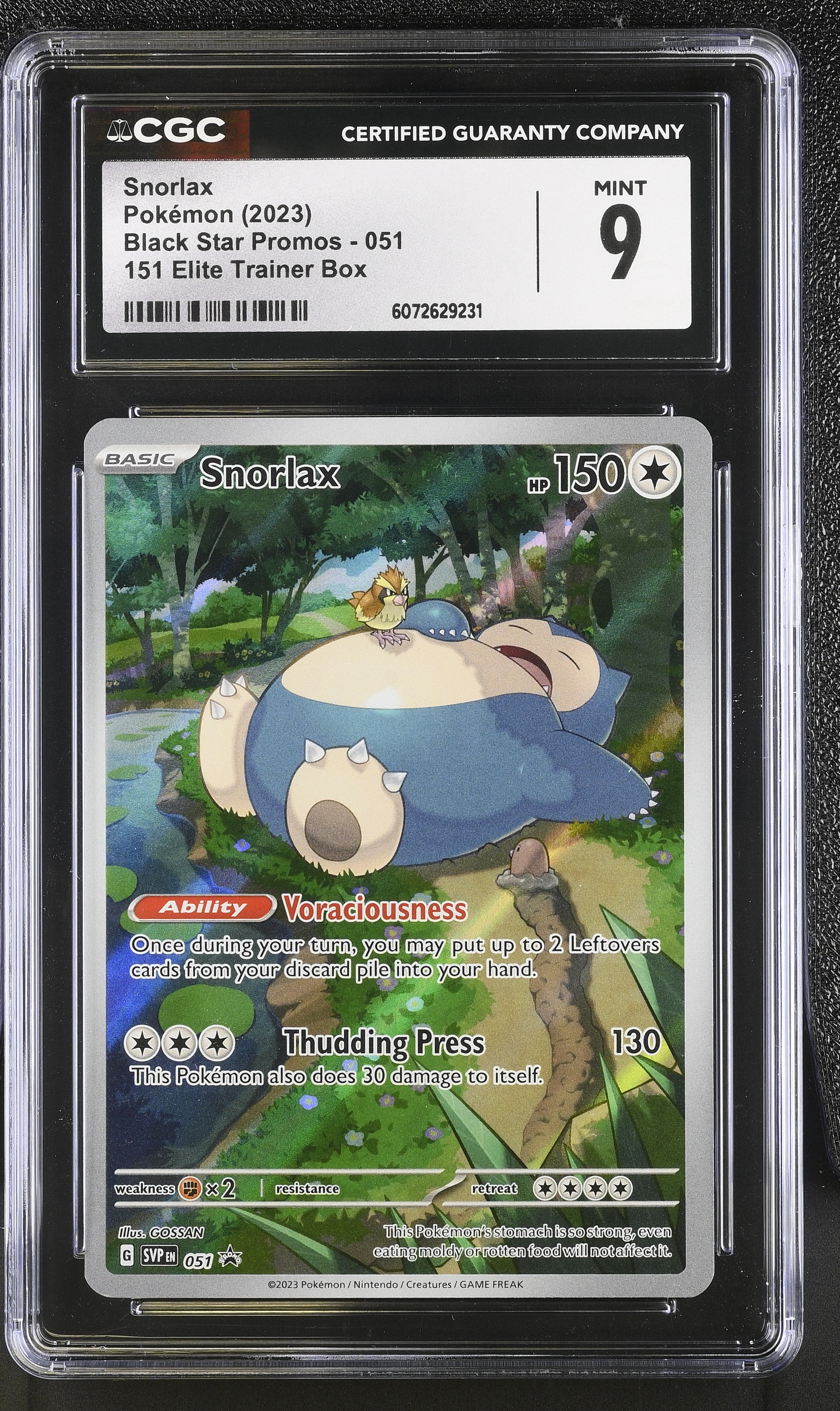 2023 #051 Snorlax CGC 9 Black Star Promos - Scarlet & Violet Svpen - English