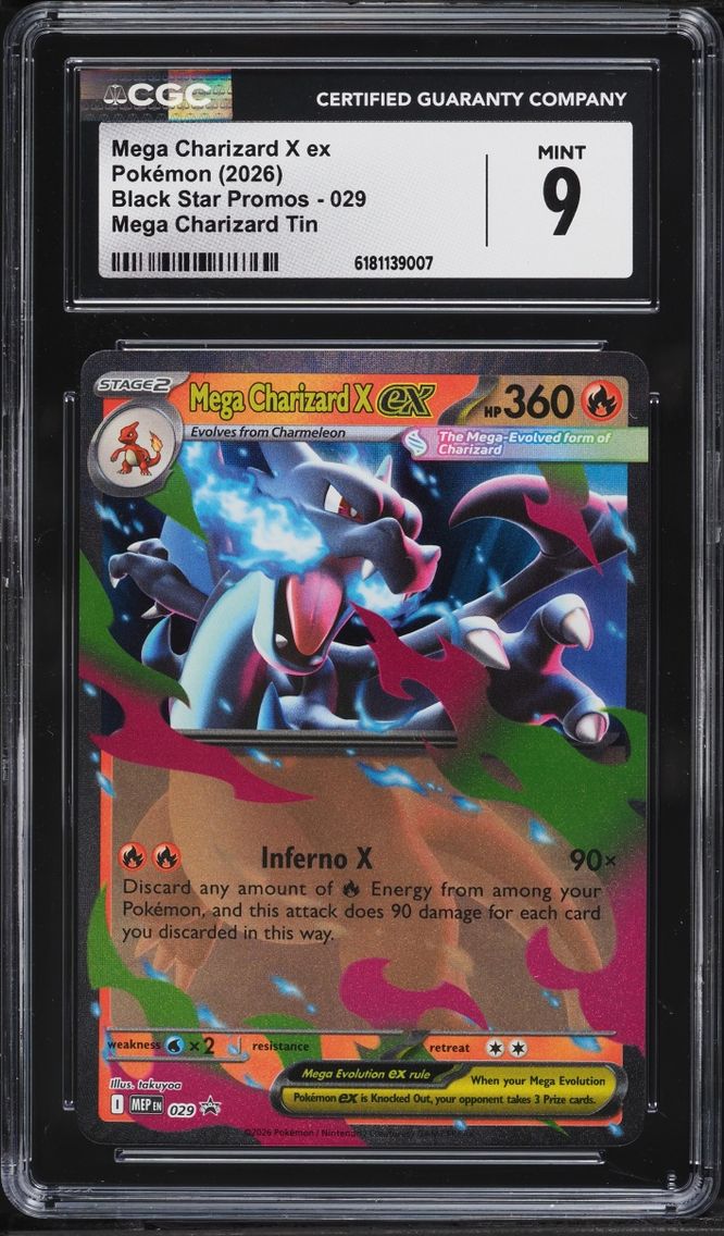 2026 Pokemon Mega Evolution Promo Tin Mega Charizard X Ex #29 CGC 9 MINT