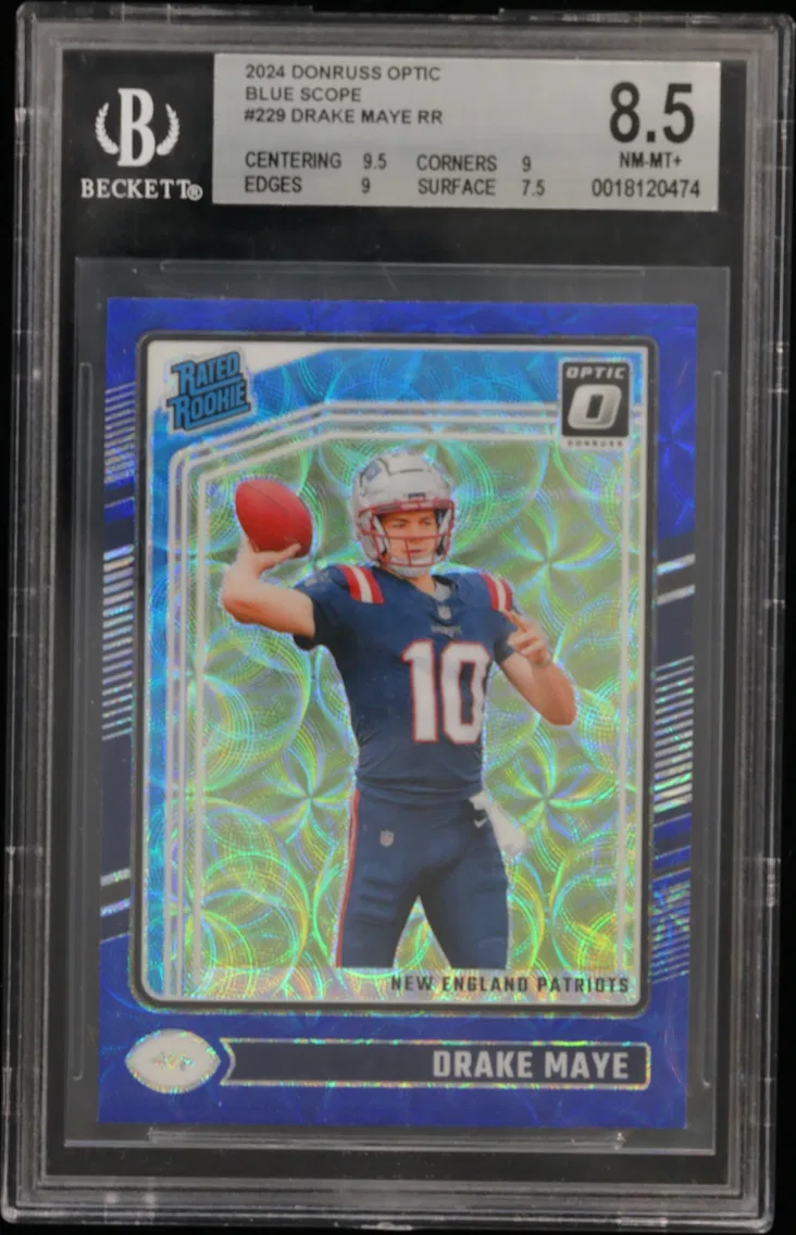 2024 #229 Drake Maye RR BGS 8.5 Donruss Optic Blue Scope