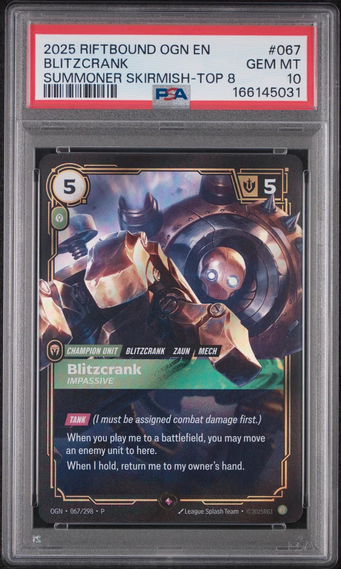 2025 #067 Blitzcrank - Impassive PSA 10 Riftbound: League of Legends Ogn-Origins