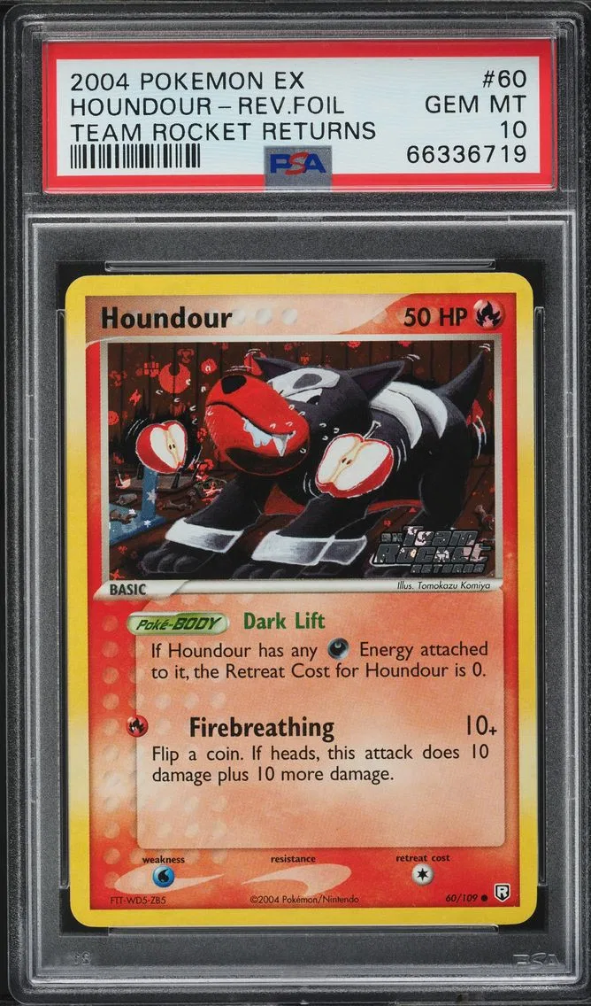 2004 #60 EX TEAM ROCKET RETURNS REVERSE HOLO HOUNDOUR PSA 10 POKEMON