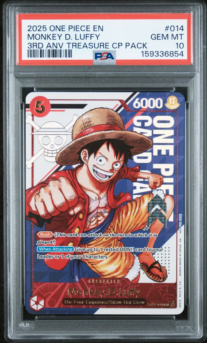 2025 #014 Monkey D. Luffy PSA 10 One Piece 3rd Anniversary! One Piece Card Treasure Campaign Pack