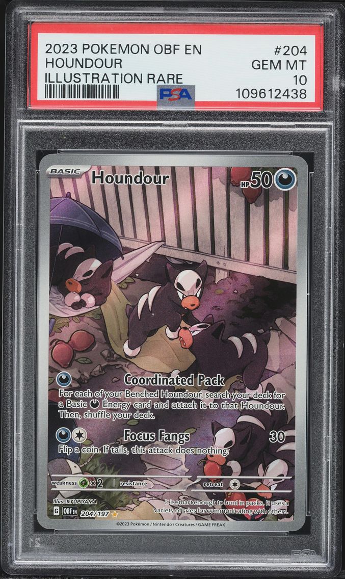 2023 #204 Houndour PSA 10 Obf EN-Obsidian Flames Pokemon
