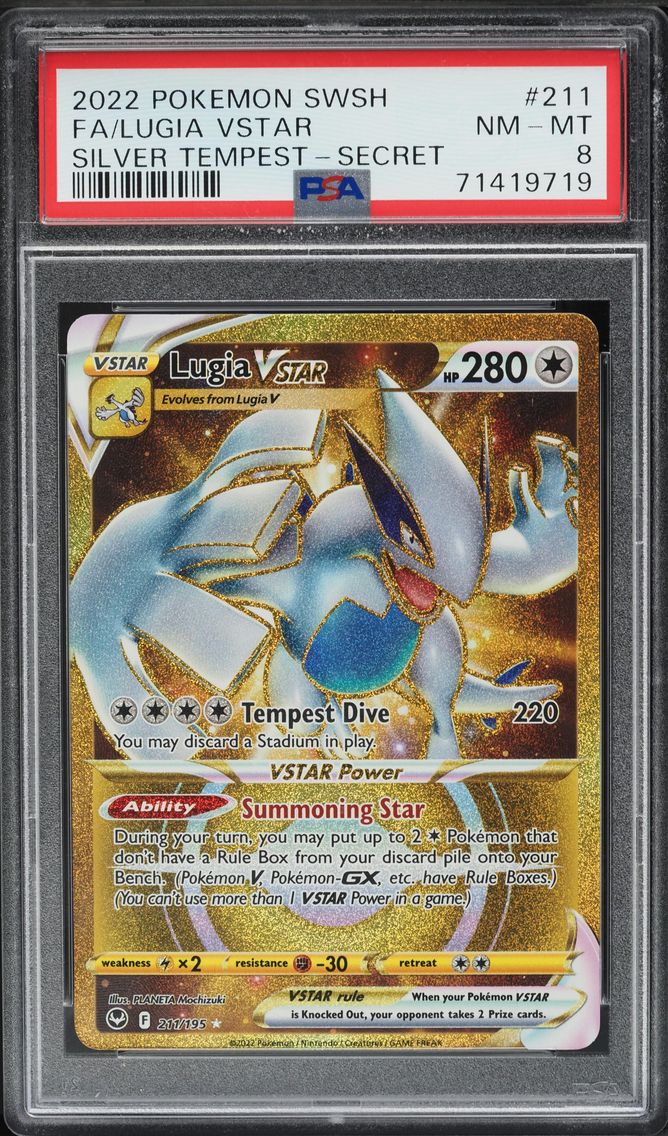 2022 #211 SWORD & SHIELD SILVER TEMPEST SECRET LUGIA VSTAR PSA 8 POKEMON