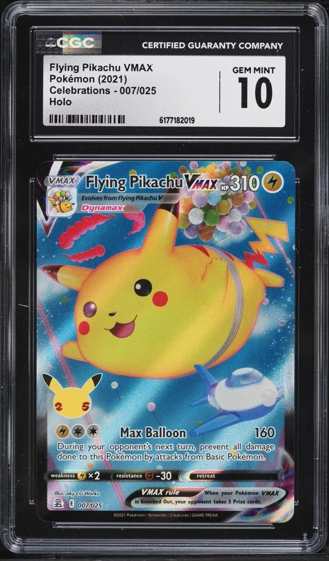 2021 Celebrations - English Pokemon Sword & Shield Celebrations Full Art Flying Pikachu VMAX #007/025 CGC 10