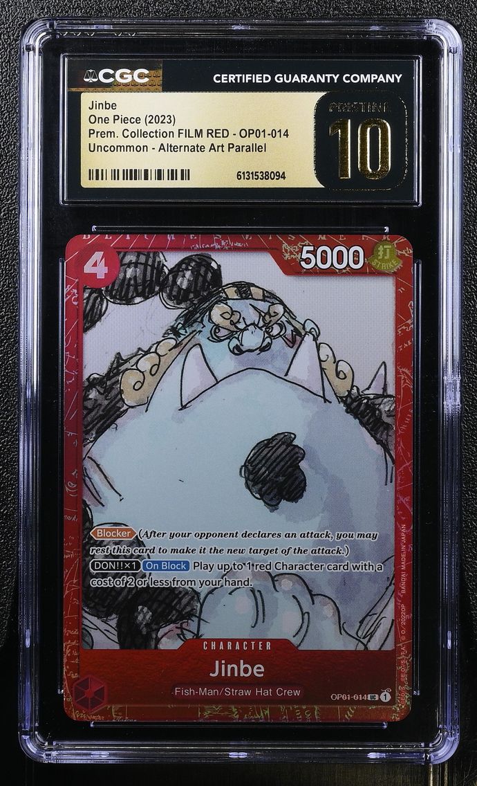 2023 #OP01-014 Jinbe CGC 10 Pristine Premium Collection FILM RED (Foil) - English