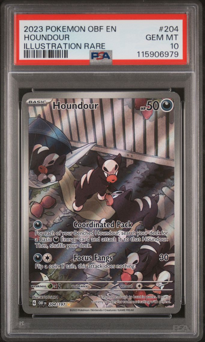 2023 #204 Houndour PSA 10 Obf EN-Obsidian Flames Pokemon