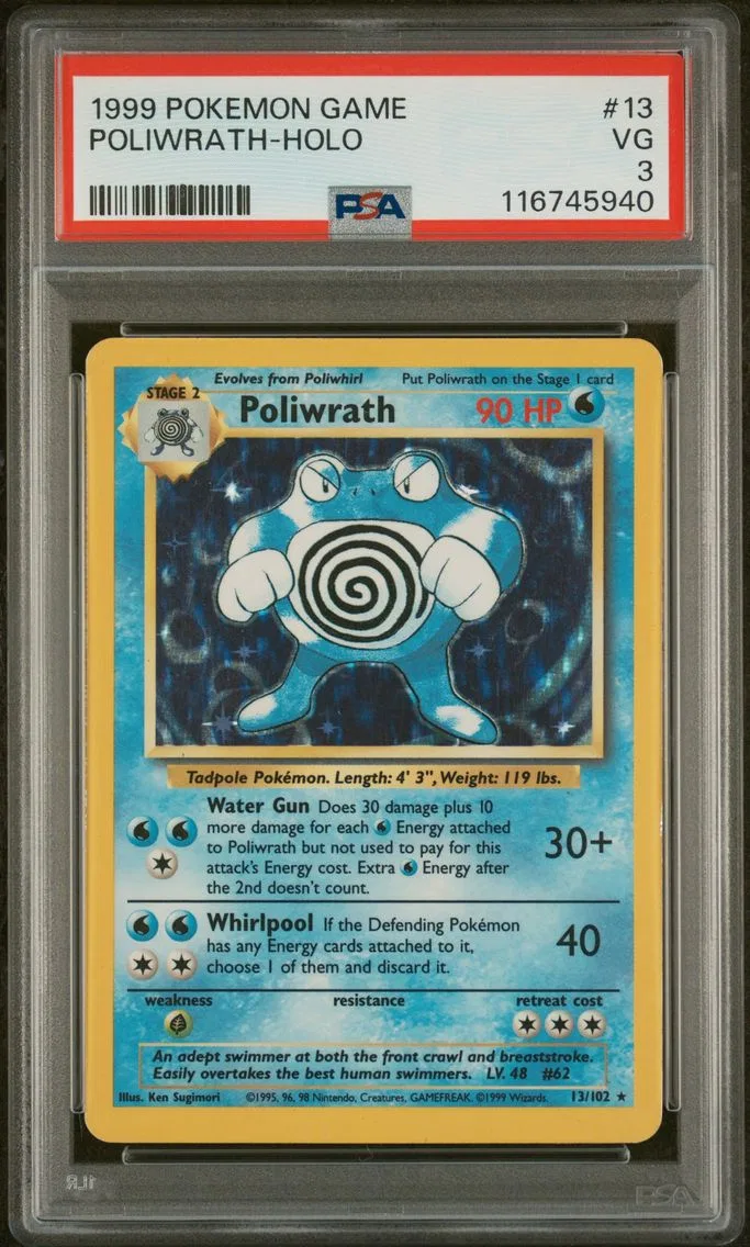 1999 #13 POLIWRATH-HOLO PSA 3 Game