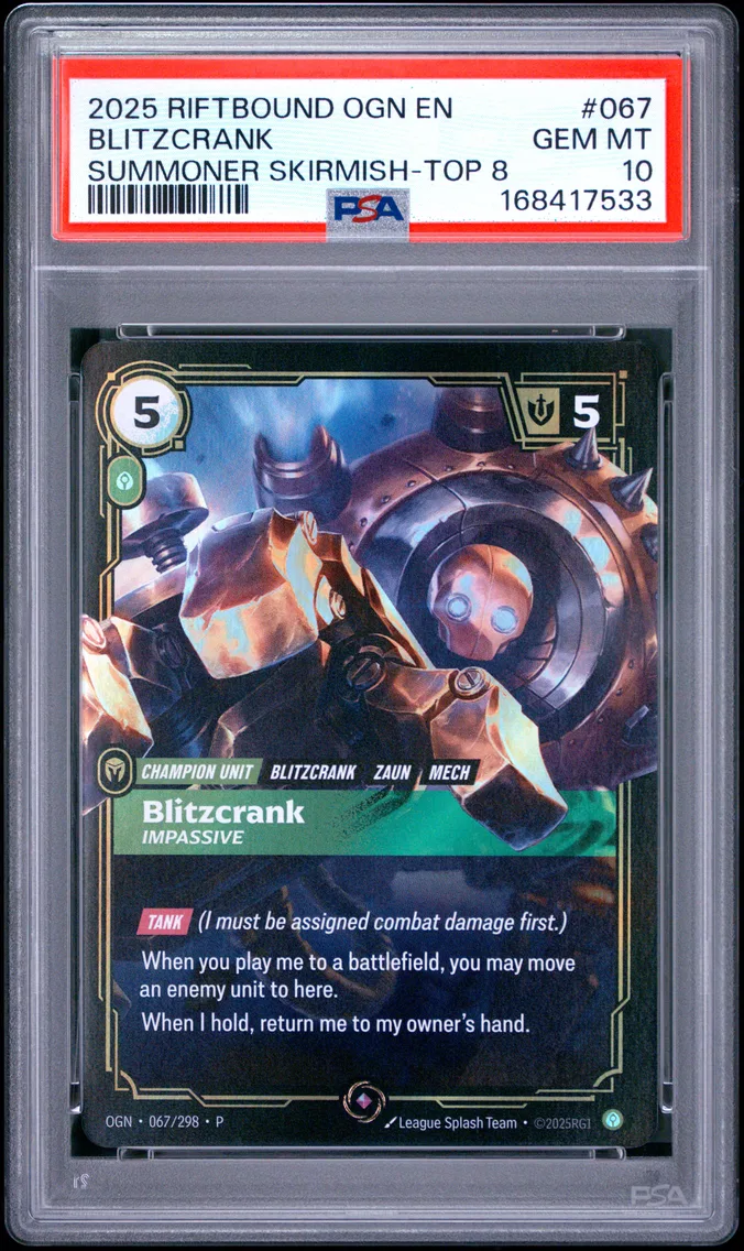 2025 #067 Blitzcrank - Impassive PSA 10 Riftbound: League of Legends Ogn-Origins