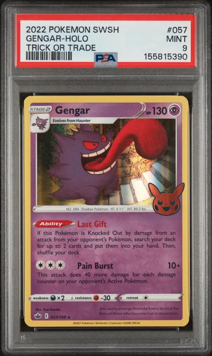 2021 Pokemon Sword & Shield Chilling Reign Gengar-Holo Sword & Shield Chilling Reign #057 PSA 9