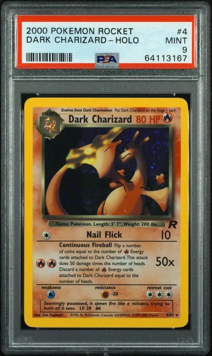 2000 #4 Dark Charizard-Holo PSA 9 Rocket
