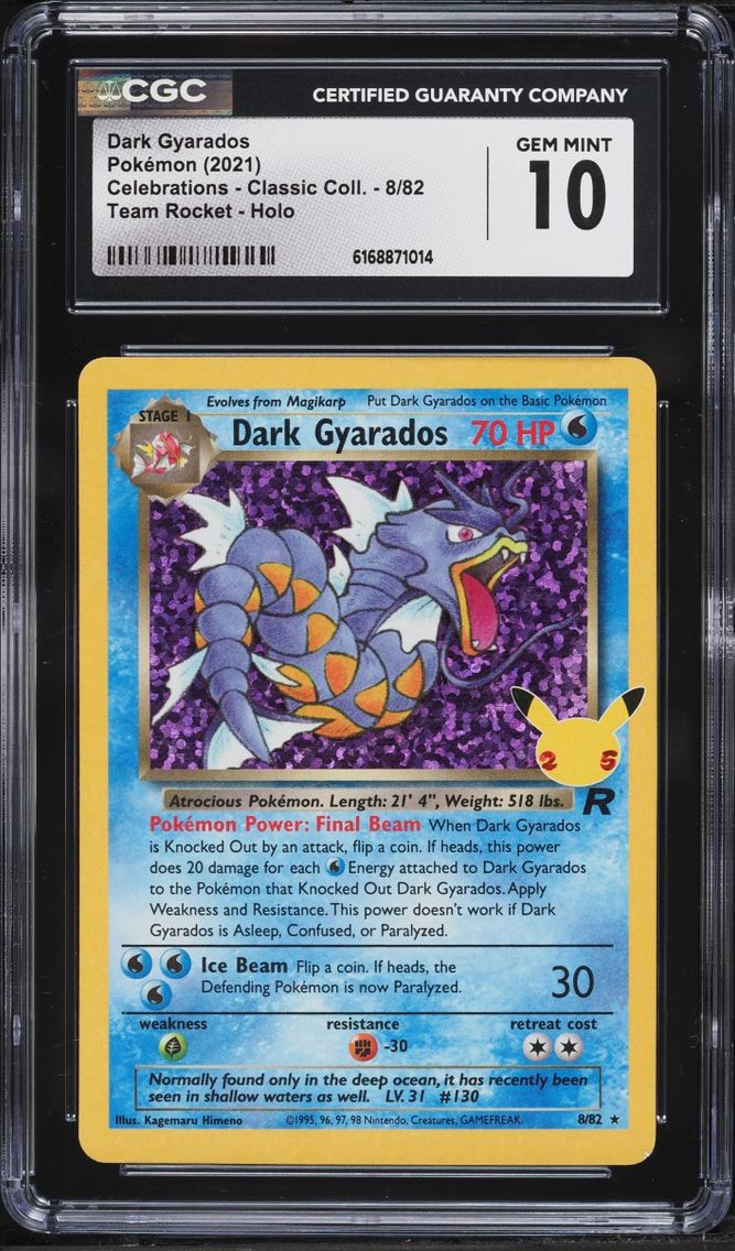 2021 Pokemon Sword & Shield Celebrations Classic Holo Dark Gyarados #8 CGC 10 GEM MINT