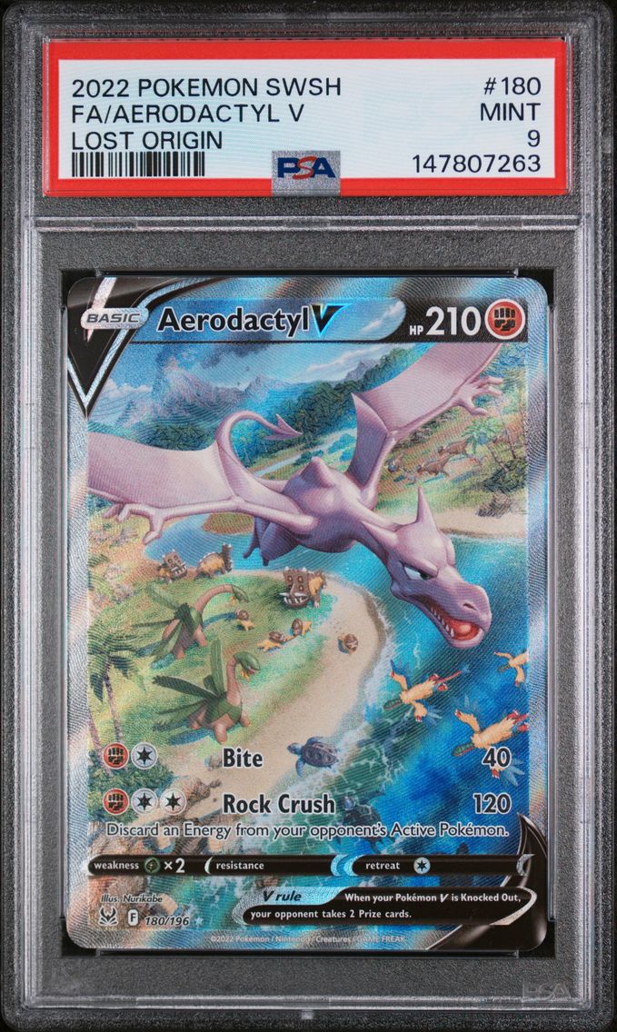 2022 #180 Full Art/Aerodactyl V PSA 9 Sword & Shield Lost Origin