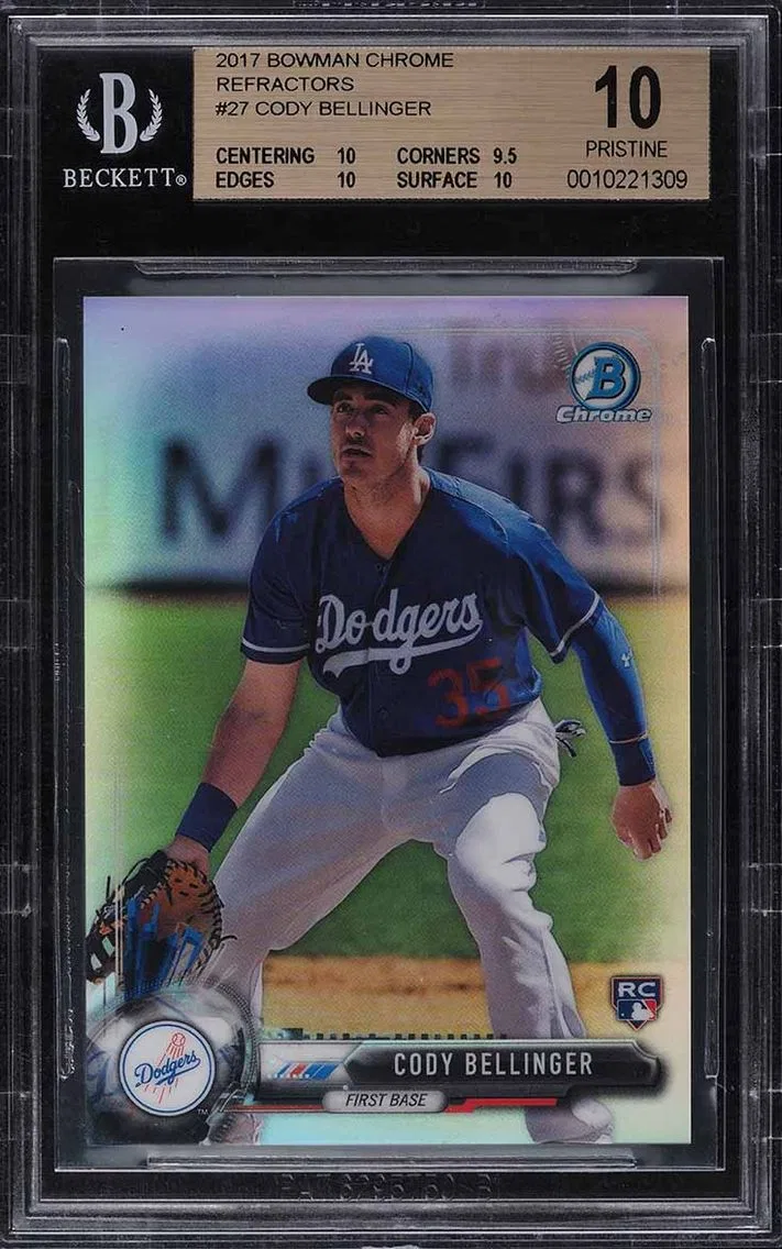 2017 Bowman Chrome Refractor Cody Bellinger ROOKIE /499 #27 BGS 10 PRISTINE