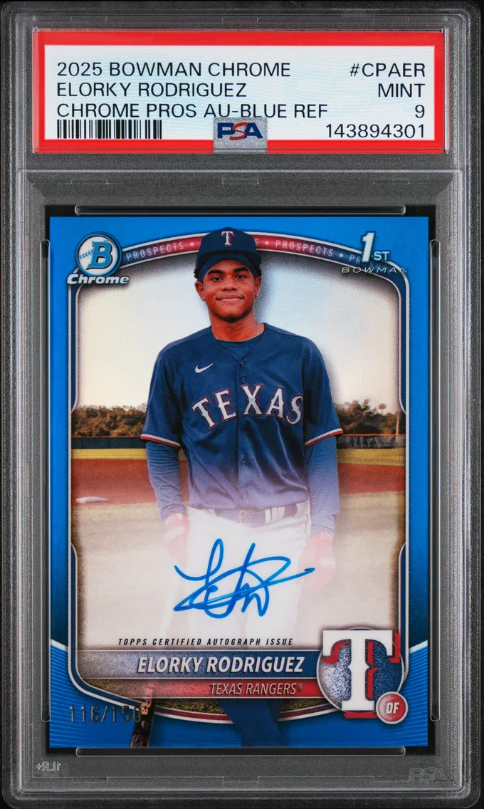 2025 #CPAER Elorky Rodriguez PSA 9 Bowman Chrome Prospect Autographs