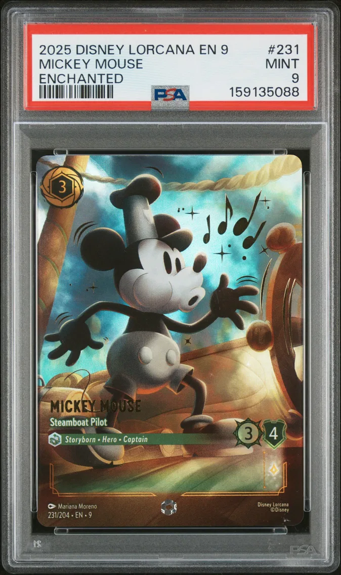 2025 #231 Mickey Mouse - Steamboat Pilot PSA 9 Disney Lorcana EN 9-Fabled