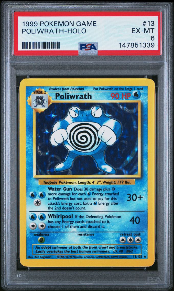 1999 #13 Poliwrath-Holo PSA 6 Game Pokemon