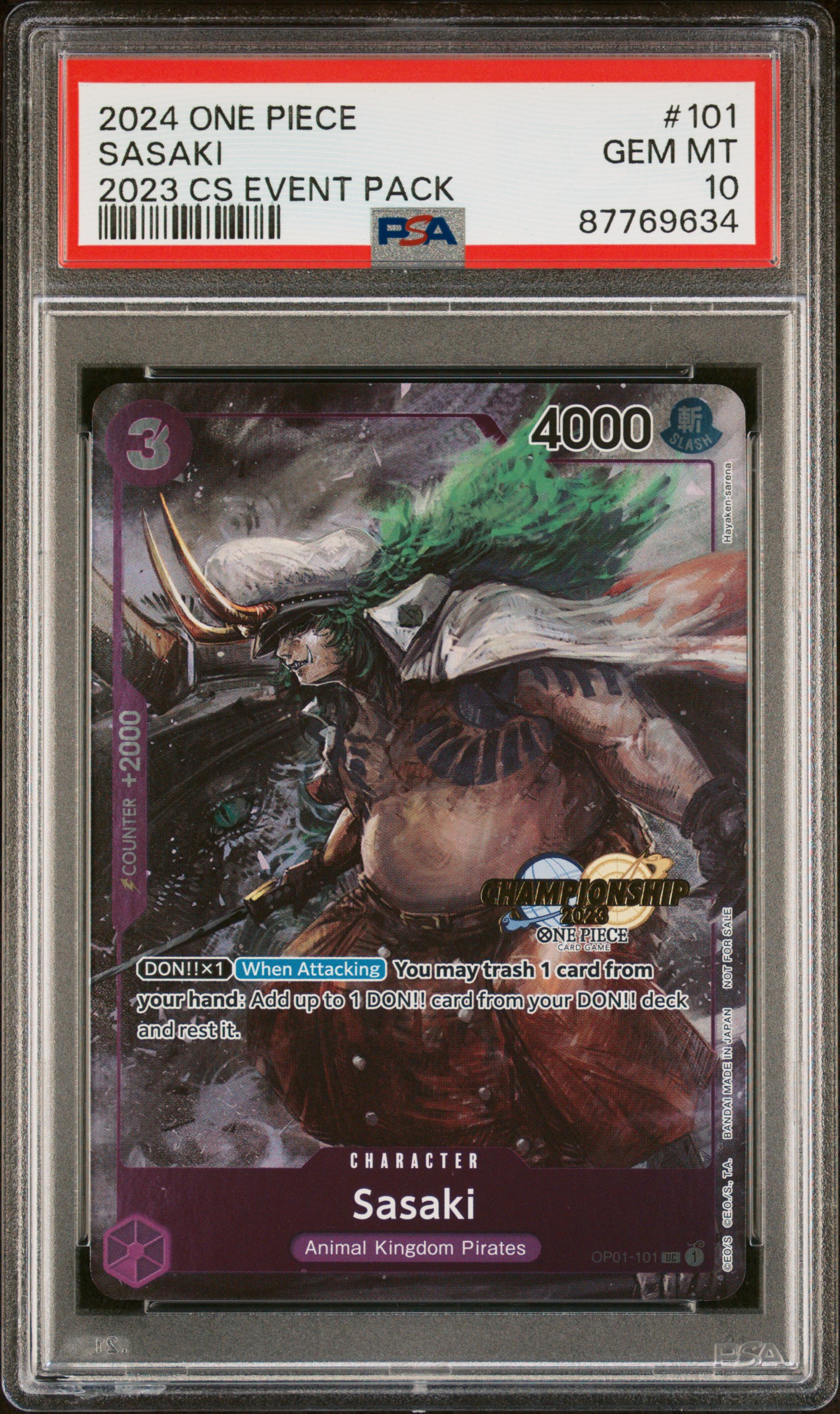 2024 #101 Sasaki PSA 10 One Piece Championship 2023 Event Pack