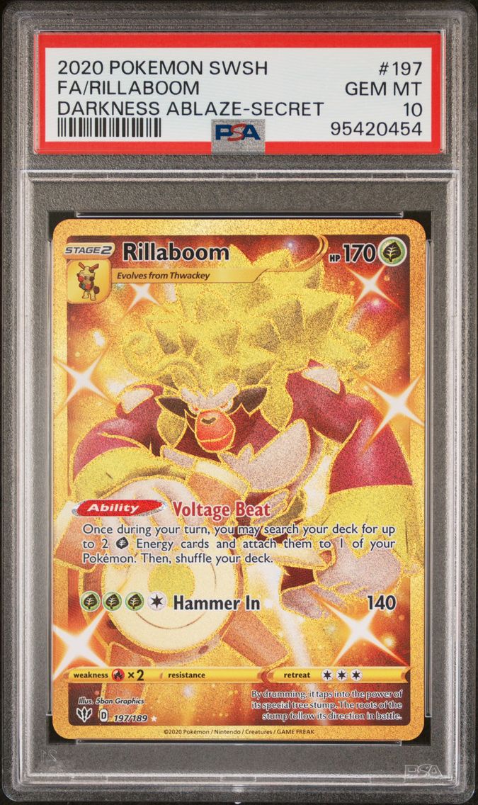 2020 #197 Full Art/Rillaboom PSA 10 Sword & Shield Darkness Ablaze