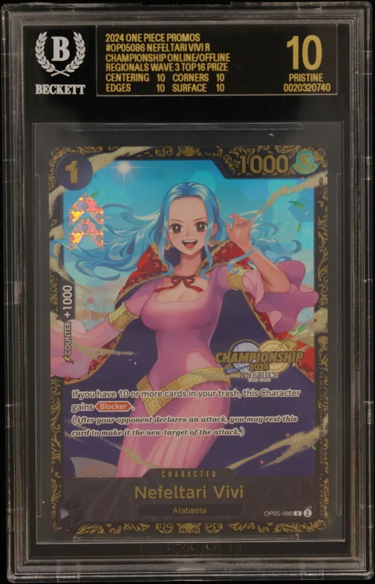 2024 #OP05086 Nefeltari Vivi R/(Championship '24 Online/Offline Regionals Wave 3 Top 16 Prize) BGS 10 One Piece Card Game Promos