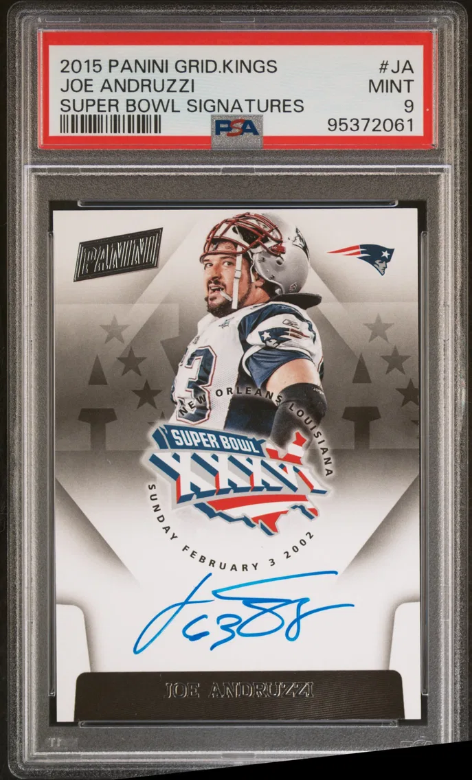 2015 #JA Joe Andruzzi PSA 9 Panini Gridiron Kings Super Bowl Signatures