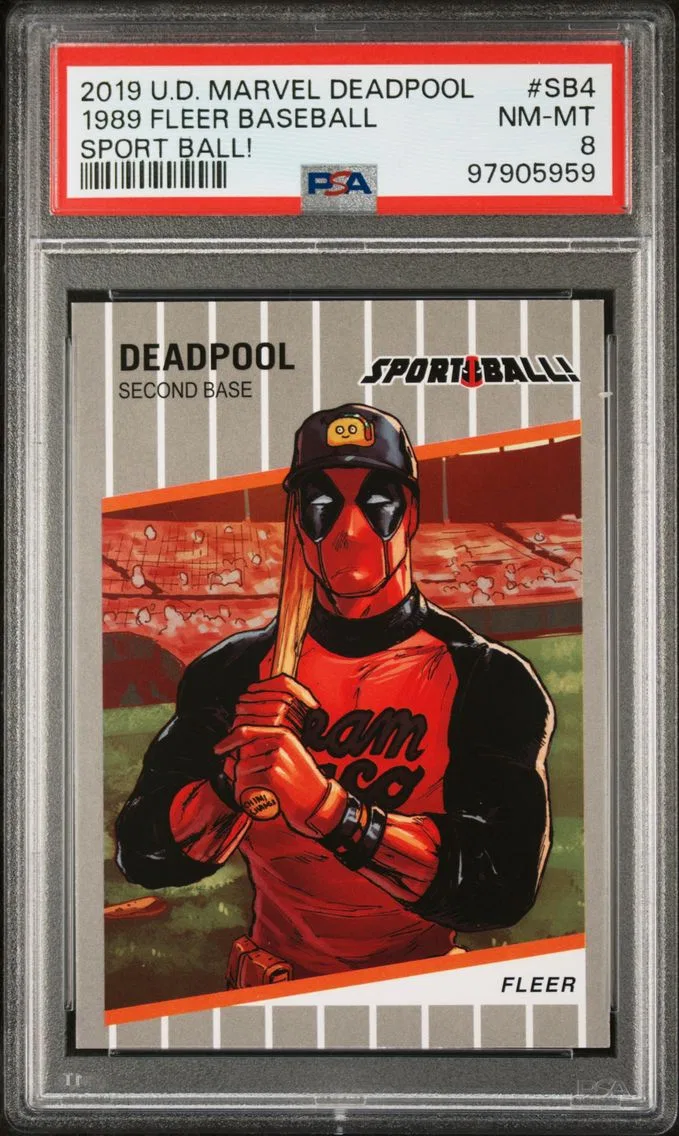 2019 #SB4 1989 Fleer Baseball PSA 8 Upper Deck Marvel Deadpool Sport Ball!