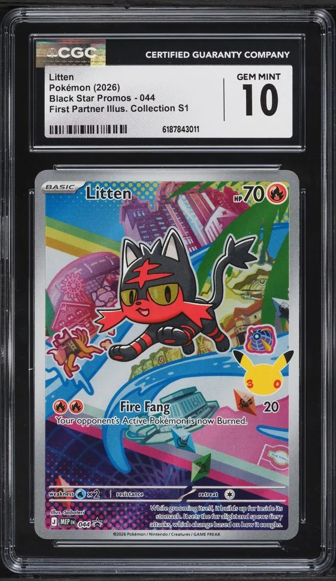 2026 #44 Litten CGC 10 Pokemon Mega Evolution Promo First Partner Illustration Full Art