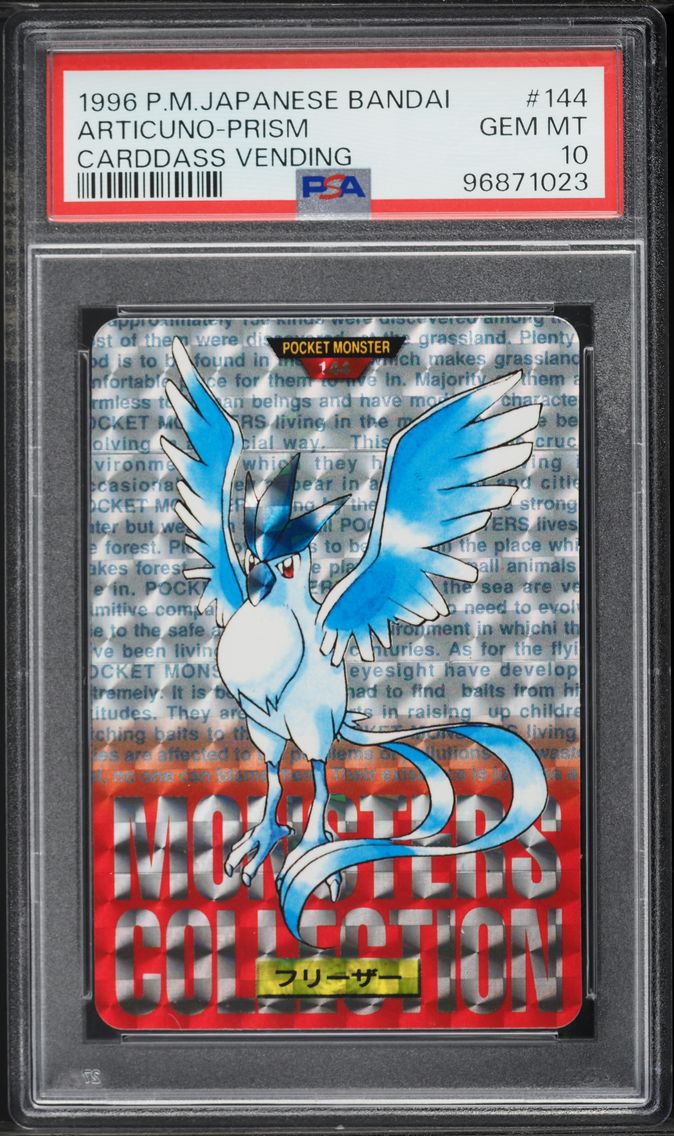 1996 #144 Articuno-Prism PSA 10 Japanese Bandai Carddass Vending Pokemon
