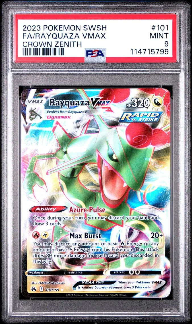 2023 #101 Full Art/Rayquaza Vmax PSA 9 Sword and Shield Crown Zenith
