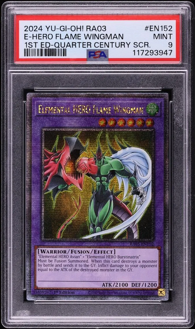 2024 #EN152 E-Hero Flame Wingman PSA 9 Yu-Gi-Oh! Quarter Century Bonanza 1st Edition