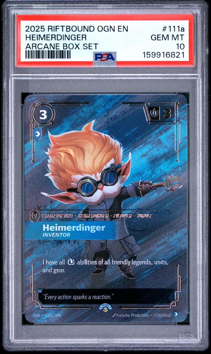 2025 #111a Heimerdinger - Inventor PSA 10 Riftbound: League of Legends Ogn-Origins
