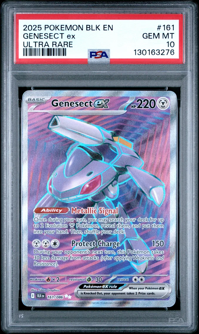 2025 #161 Genesect EX PSA 10 Blk EN-Black Bolt
