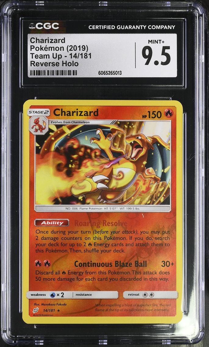 2019 #14 Charizard Reverse Holo CGC 9.5 Team Up - English