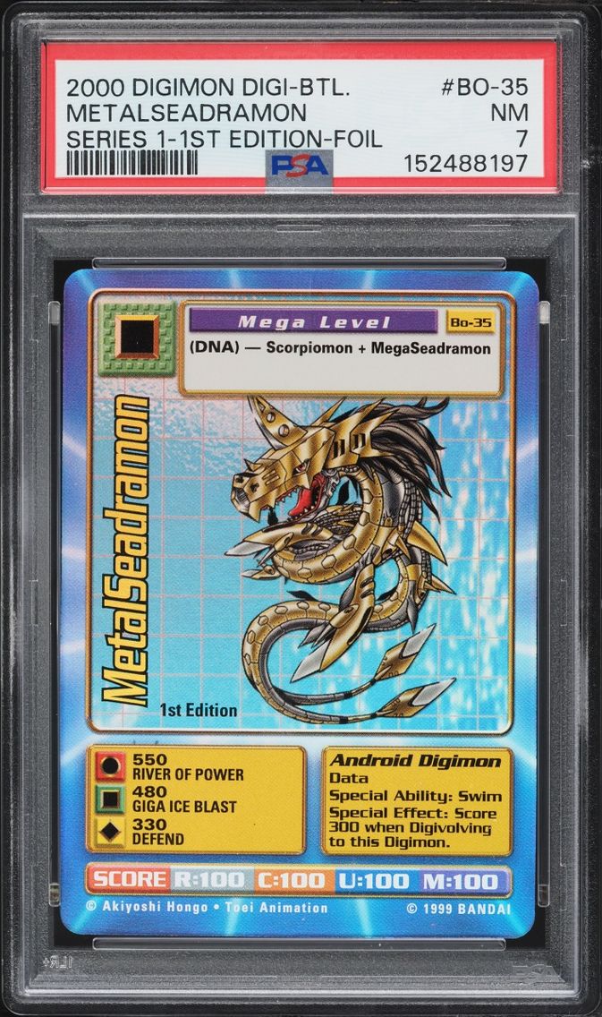 2000 #BO-35 Digimon Digi-Battle Series 1 1st Edition Foil Metalseadramon NRMT PSA 7