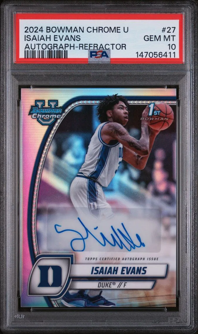 2024 #27 Isaiah Evans PSA 10 Bowman Chrome University