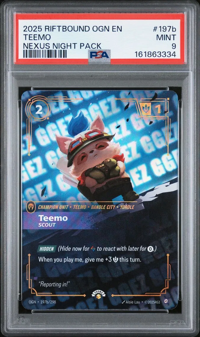 2025 #197b Teemo - Scout PSA 9 Riftbound: League of Legends Ogn-Origins