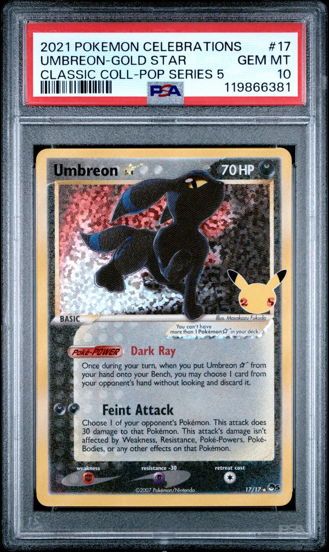 2021 #17 Umbreon-Gold Star PSA 10 Celebrations Classic Collection Pokemon