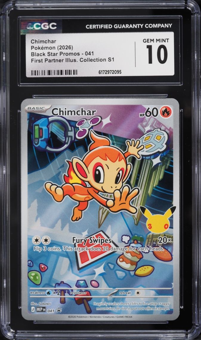 2026 #41 Chimchar CGC 10 Pokemon Mega Evolution Promo First Partner Illustration Full Art