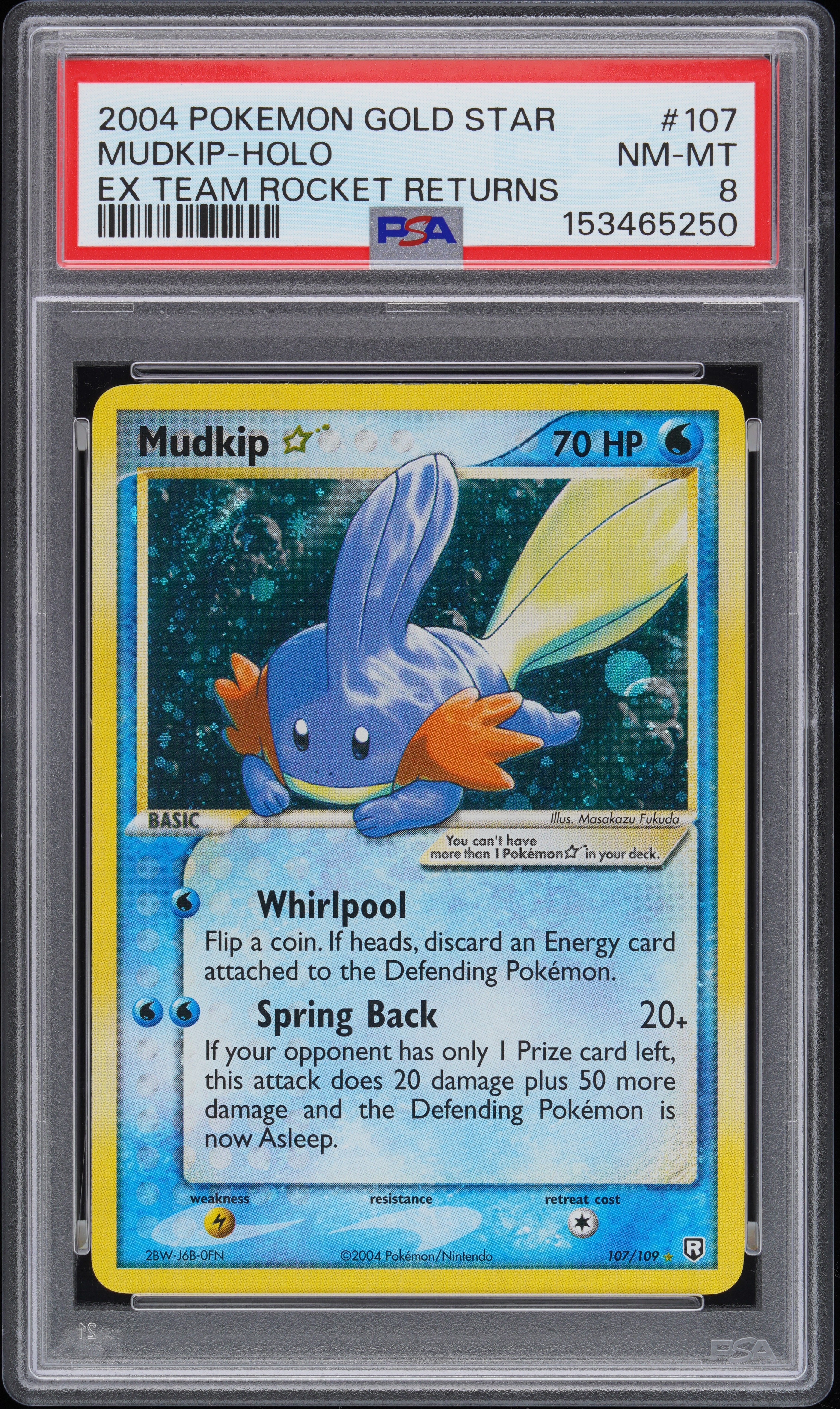 2004 #107 Mudkip-Holo Gold Star PSA 8 EX Team Rocket Returns