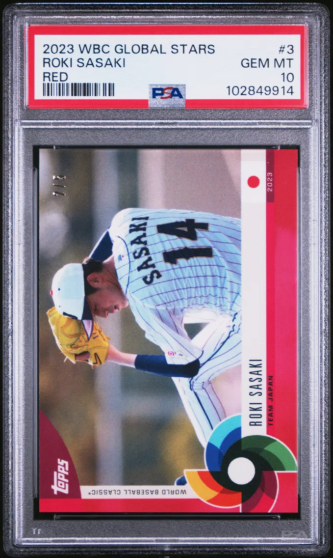 2023 #3 Roki Sasaki PSA 10 Topps World Baseball Classic GlobAL Stars