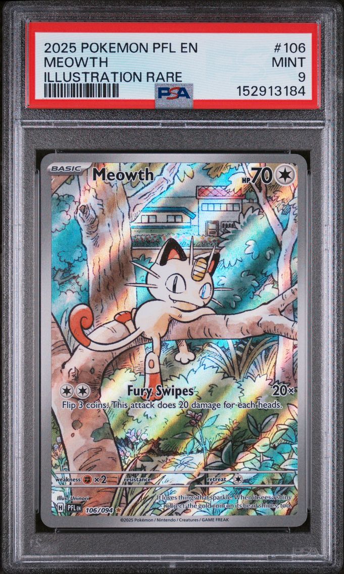 2025 #106 Meowth PSA 9 Pfl EN-Phantasmal Flames