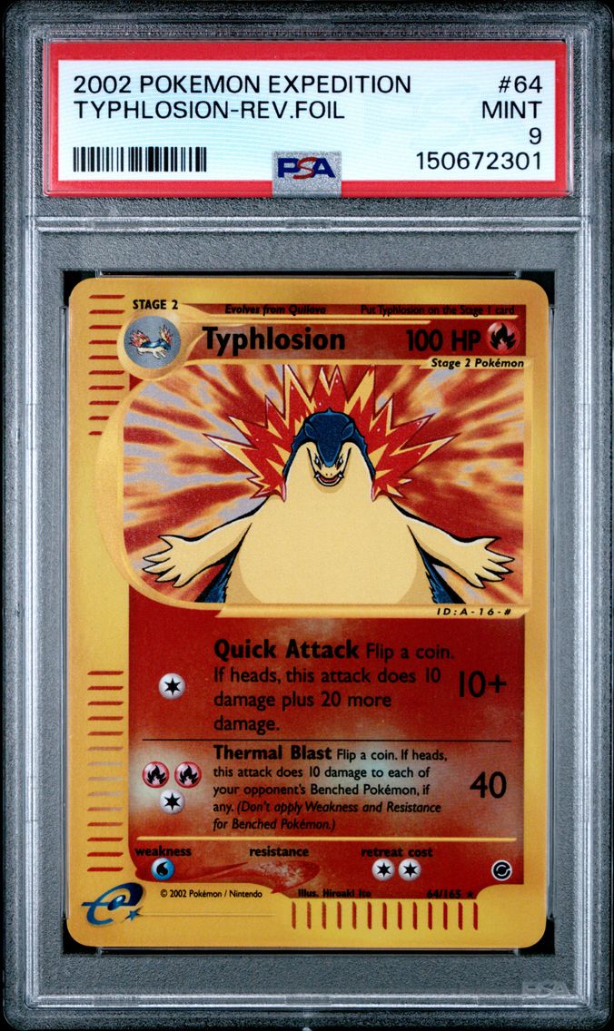2002 #64 Typhlosion-Reverse Foil PSA 9 Expedition