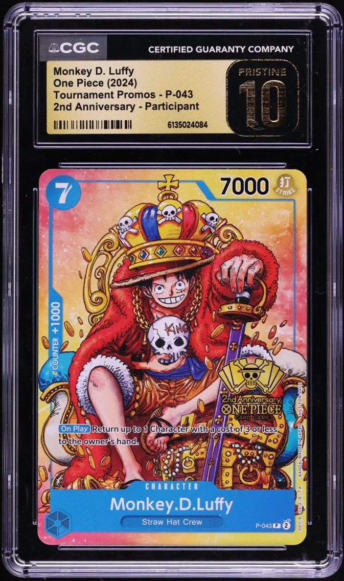 2024 #P-043 One Piece Promo 2nd Anniversary Participant Monkey D. Luffy CGC 10 Pristine