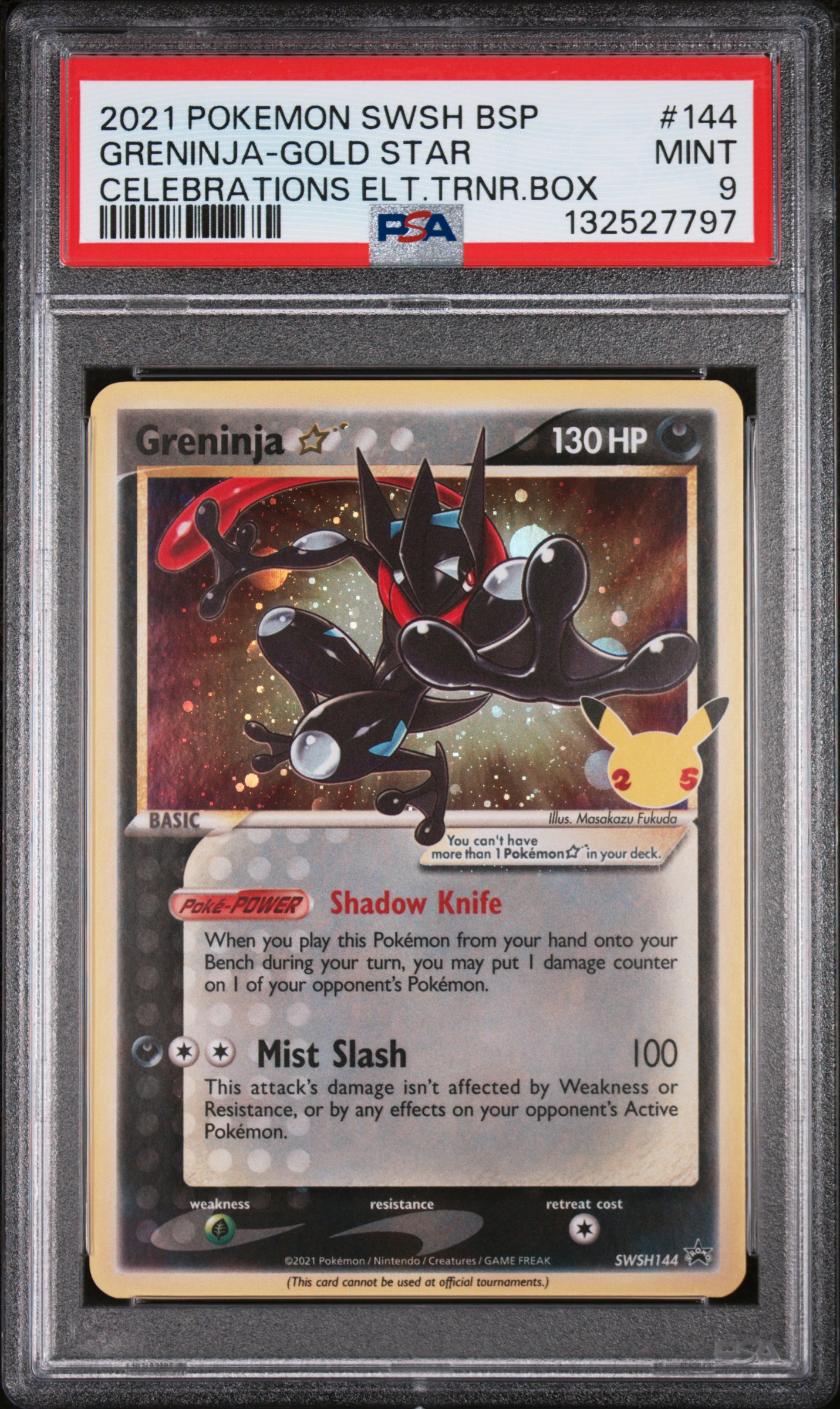 2021 #144 Greninja-Gold Star PSA 9 Swsh Black Star Promo