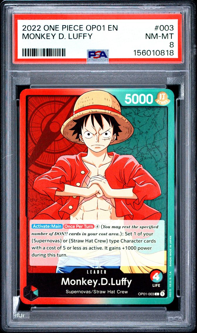 2022 #003 Monkey D. Luffy PSA 8 One Piece OP01-Romance Dawn