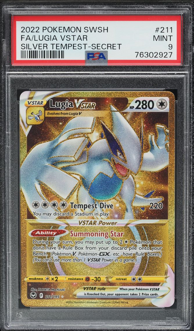 2022 #211 SWORD & SHIELD SILVER TEMPEST SECRET LUGIA VSTAR PSA 9 POKEMON