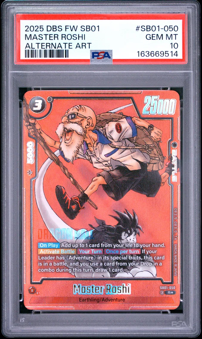 2025 #SB01-050 Master Roshi PSA 10 Dragon Ball Super Card Game Fusion World Manga Booster 01