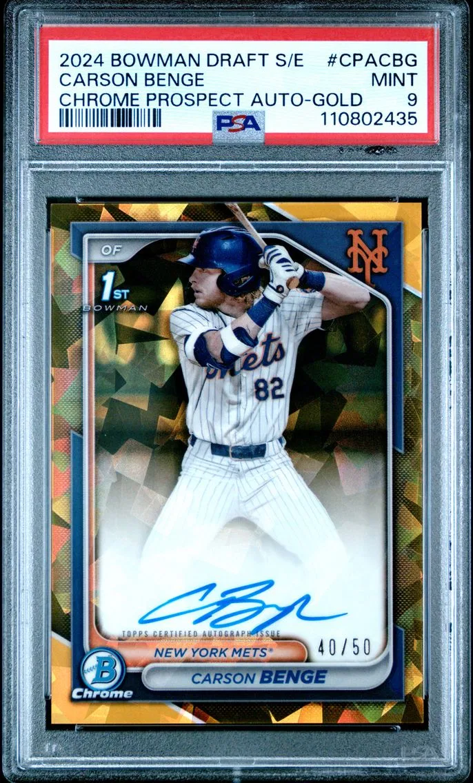 2024 #CPACBG Carson Benge PSA 9 Bowman Draft Sapphire Edition Chrome Sapphire Prospect Autographs